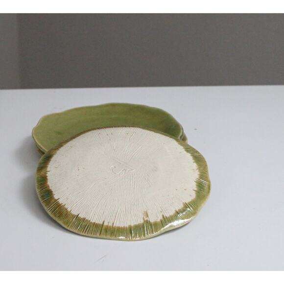 1980's Vintage Hand Thrown PS Signed 8 Piece Olive Glazed Bowl & Plate Set 80's - Picture 5 of 8